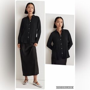 Madewell Black Crinkled Button Up Shirt Size XS